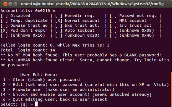 Ubuntu reset password