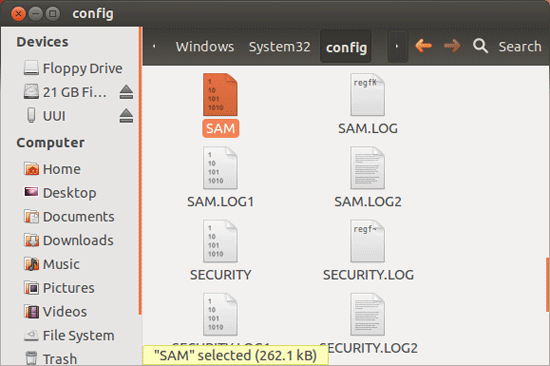 Ubuntu Windows SAM