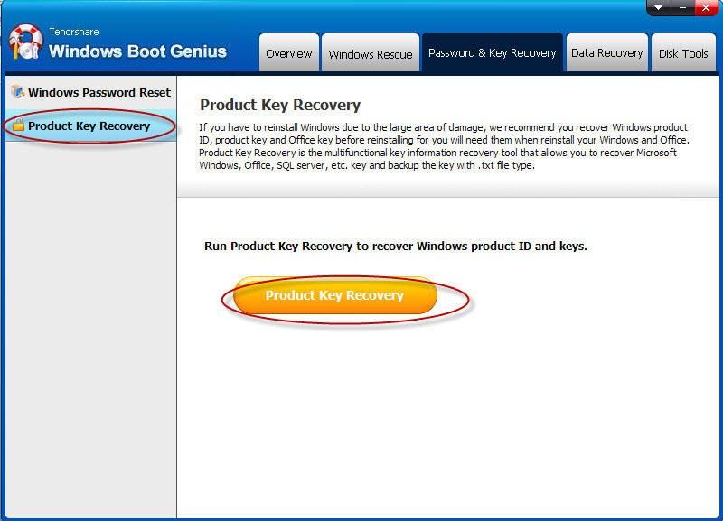 Password & Key Recovery of Windows Boot Genius
