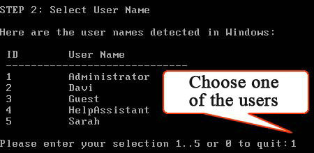  select windows installation and user account