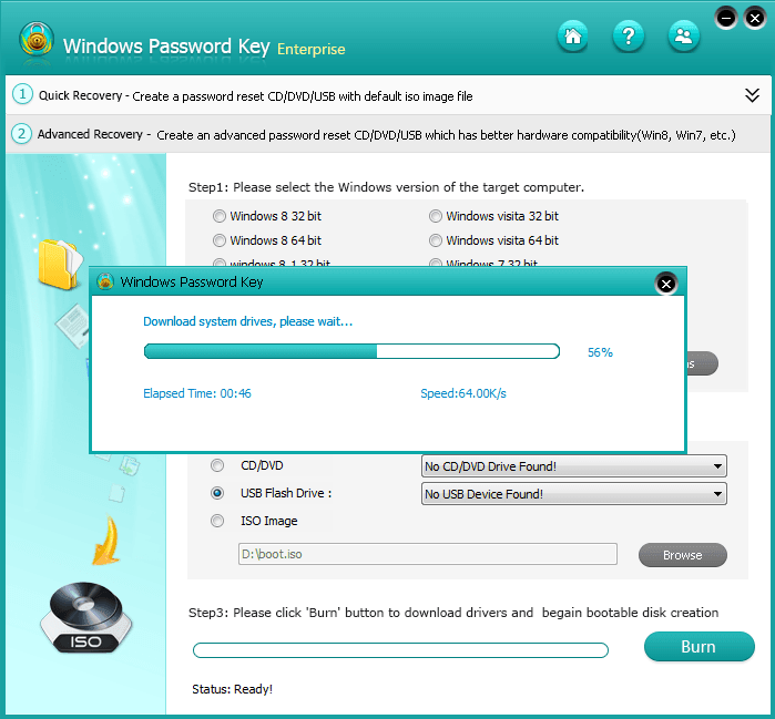 select system and click burn iso to usb