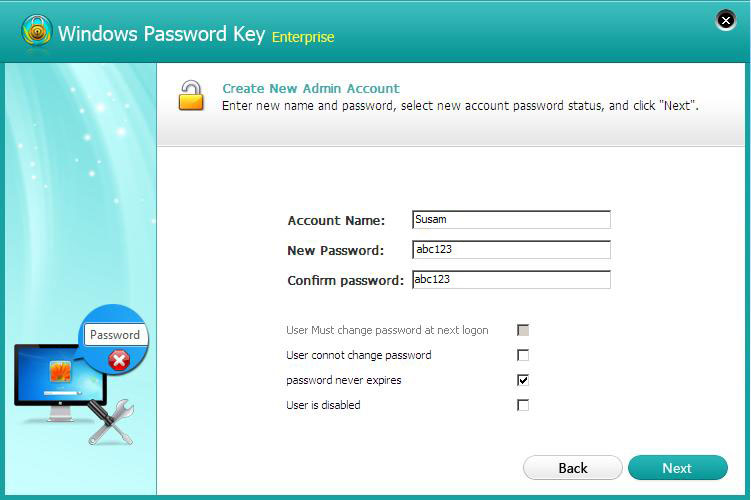 enter account name and password