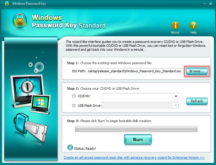Windows Password Key イメージファイルを選択